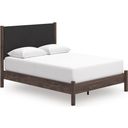The appearance of Symarro Queen Upholstered Panel Platform Bed In Brown designed by Signature Design by Ashley in the transitional interior design. This brown piece of furniture was selected by 1StopBedrooms from Symarro Collection to add a touch of cosiness and style into your home. Sku: B100-13;NCB2614-54;NCB2614-57. Bed Type: Platform Bed. Bed Size: Queen.