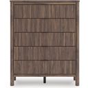 The appearance of Symarro Wide Chest of Drawers In Brown designed by Signature Design by Ashley in the transitional interior design. This brown piece of furniture was selected by 1StopBedrooms from Symarro Collection to add a touch of cosiness and style into your home. Sku: NCB2614-46. Material: Wood.