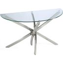 The appearance of Zila Demilune Sofa Table designed by Magnussen in the modern / contemporary interior design. This silver piece of furniture  was selected by 1StopBedrooms from Zila Collection to add a touch of cosiness and style into your home. Sku: T2050-75T;T2050-75B. Material: Metal.