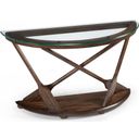 The appearance of Beaufort Demilune Sofa Table designed by Magnussen in the traditional interior design. This brown piece of furniture  was selected by 1StopBedrooms from Beaufort Collection to add a touch of cosiness and style into your home. Sku: T2214-75T;T2214-75B. Material: Hardwood.