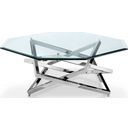 The appearance of Lenox Square Nickel Octagonal Cocktail Table designed by Magnussen in the modern / contemporary interior design. This chrome piece of furniture was selected by 1StopBedrooms from Lenox Collection to add a touch of cosiness and style into your home. Sku: T3790-49T;T3790-49B. Material: Glass.