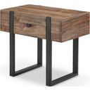 The appearance of Prescott Rustic Honey Chairside Table designed by Magnussen in the modern / contemporary interior design. This black piece of furniture  was selected by 1StopBedrooms from Prescott Collection to add a touch of cosiness and style into your home. Sku: T4344-10. Material: Reclaimed Wood.