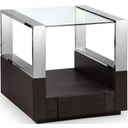 The appearance of Revere Graphite Rectangular End Table designed by Magnussen in the transitional interior design. This brown piece of furniture  was selected by 1StopBedrooms from Revere Collection to add a touch of cosiness and style into your home. Sku: T4562-03. Material: Ash Veneer.