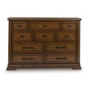 The appearance of Taffenbrook Dresser In Medium Brown designed by Signature Design by Ashley in the transitional interior design. This medium brown piece of furniture  was selected by 1StopBedrooms from Taffenbrook Collection to add a touch of cosiness and style into your home. Sku: B849-31. Material: Wood.