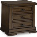 The appearance of Taffenbrook Nightstand In Medium Brown designed by Signature Design by Ashley in the transitional interior design. This medium brown piece of furniture  was selected by 1StopBedrooms from Taffenbrook Collection to add a touch of cosiness and style into your home. Sku: B849-93. Material: Wood.