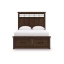 The appearance of Taffenbrook Queen Panel Storage Bed In Medium Brown designed by Signature Design by Ashley in the transitional interior design. This medium brown piece of furniture  was selected by 1StopBedrooms from Taffenbrook Collection to add a touch of cosiness and style into your home. Sku: B849-54S;B849-57;B849-97. Bed Type: Storage Bed. Bed Size: Queen.