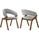 The appearance of Talulah Gray Fabric and Walnut Veneer Dining Side Chair Set of 2 designed by Armen Living in the transitional interior design. This gray and walnut piece of furniture was selected by 1StopBedrooms from Talulah Collection to add a touch of cosiness and style into your home. Sku: LCTASIGRWA. Material: Rubberwood.