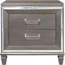 The appearance of Tamsin Silver Gray Metallic Nightstand designed by Homelegance in the transitional interior design. This silver piece of furniture  was selected by 1StopBedrooms from Tamsin Collection to add a touch of cosiness and style into your home. Sku: 1616-4. Material: Wood.