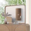 The appearance of Tangentry Mirror In Natural designed by Furniture of America in the modern / contemporary interior design. This natural piece of furniture  was selected by 1StopBedrooms from Tangentry Collection to add a touch of cosiness and style into your home. Sku: FM73001NT-M. Material: Solid Rubberwood.