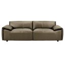 Tanner 92 Inch Top Grain Genuine Leather Sofa with Padded Arms In Khaki