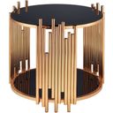 The appearance of Tanquin Gold and Black Glass End Table designed by ACME in the modern / contemporary interior design. This gold piece of furniture was selected by 1StopBedrooms from Tanquin Collection to add a touch of cosiness and style into your home. Sku: 84492ST;84493GL. Material: Glass.