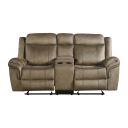 Tasso Motion Loveseat with Console In Brown