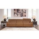 The appearance of Temmpton 3-Piece Power Reclining Sofa In Chocolate designed by Signature Design by Ashley in the modern / contemporary interior design. This chocolate piece of furniture was selected by 1StopBedrooms from Temmpton Collection to add a touch of cosiness and style into your home. Sku: U9270858;U9270846;U9270862. Material: Faux Leather.