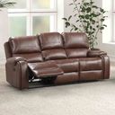 The appearance of Tepic Sofa In Brown designed by Furniture of America in the transitional interior design. This brown piece of furniture was selected by 1StopBedrooms from Tepic Collection to add a touch of cosiness and style into your home. Sku: TM6012BR-SF. Material: Leather.