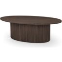 The appearance of Terra Dark Brown Wood Oval Fluted Coffee Table designed by Mercana in the modern / contemporary interior design. This dark brown piece of furniture  was selected by 1StopBedrooms from Terra Collection to add a touch of cosiness and style into your home. Sku: 69875. Material: Wood.