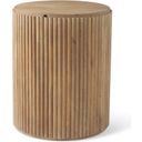 The appearance of Terra Light Brown Wood Fluted Round Side Table designed by Mercana in the modern / contemporary interior design. This light brown piece of furniture  was selected by 1StopBedrooms from Terra Collection to add a touch of cosiness and style into your home. Sku: 69882. Material: Wood.