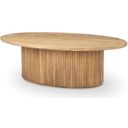 The appearance of Terra Light Brown Wood Oval Fluted Coffee Table designed by Mercana in the modern / contemporary interior design. This light brown piece of furniture  was selected by 1StopBedrooms from Terra Collection to add a touch of cosiness and style into your home. Sku: 69876. Material: Wood.