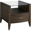 The appearance of Tesha Rectangular Drawer End Table In Velvet designed by Hammary in the transitional interior design. This velvet piece of furniture  was selected by 1StopBedrooms from Tesha Collection to add a touch of cosiness and style into your home. Sku: 375-915. Material: Wood.