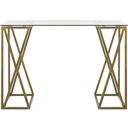 The appearance of Theresa Gold and Glass Top Desk designed by Safavieh in the modern / contemporary interior design. This glass piece of furniture was selected by 1StopBedrooms from Safavieh DSK Collection to add a touch of cosiness and style into your home. Sku: DSK2202A. Material: Metal.