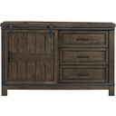 The appearance of Thornwood Gray Barn Door Dresser designed by Liberty in the modern / contemporary interior design. This gray piece of furniture  was selected by 1StopBedrooms from Thornwood Collection to add a touch of cosiness and style into your home. Sku: 759-BR30. Material: Wood.
