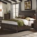 The appearance of Thornwood Hills Queen Storage Bed In Dark Gray designed by Liberty in the rustic / southwestern interior design. This dark gray piece of furniture  was selected by 1StopBedrooms from Thornwood Hills Collection to add a touch of cosiness and style into your home. Sku: 759-BR13;759-BR14FS;759-BR90RSP. Bed Type: Storage Bed. Bed Size: Queen. Material: Rubberwood.