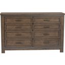 The appearance of Thornwood Hills Rock Beaten Gray 8 Drawer Dresser designed by Liberty in the transitional interior design. This brown piece of furniture  was selected by 1StopBedrooms from Thornwood Hills Collection to add a touch of cosiness and style into your home. Sku: 759-BR31. Material: Wood.