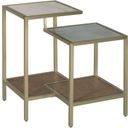 The appearance of Tiered Accent Table In Matte Gold designed by Hammary in the transitional interior design. This matte gold piece of furniture was selected by 1StopBedrooms from Hidden Treasures Collection to add a touch of cosiness and style into your home. Sku: 090-1227. Material: Metal.