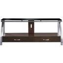 The appearance of Tioga Espresso And Brushed Chrome Metal TV Stand designed by Homelegance in the modern / contemporary interior design. This brown piece of furniture  was selected by 1StopBedrooms from Tioga Collection to add a touch of cosiness and style into your home. Sku: 35330RF-T. Material: Wood.
