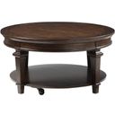 The appearance of Tobias Espresso Round Cocktail Table designed by Homelegance in the transitional interior design. This brown piece of furniture  was selected by 1StopBedrooms from Tobias Collection to add a touch of cosiness and style into your home. Sku: 3681-01RD. Material: Wood.
