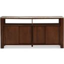 The appearance of Tobinville Accent Cabinet In Dark Brown designed by Signature Design by Ashley in the modern / contemporary interior design. This dark brown piece of furniture  was selected by 1StopBedrooms from Tobinville Collection to add a touch of cosiness and style into your home. Sku: A4000673. Material: Marble.