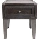 The appearance of Todoe Dark Gray Rectangular End Table designed by Signature Design by Ashley in the modern / contemporary interior design. This dark gray piece of furniture was selected by 1StopBedrooms from Todoe Collection to add a touch of cosiness and style into your home. Sku: T901-3. Material: Metal.