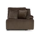 The appearance of Top Tier Right-Arm Facing Recliner In Chocolate designed by Signature Design by Ashley in the modern / contemporary interior design. This chocolate piece of furniture was selected by 1StopBedrooms from Top Tier Collection to add a touch of cosiness and style into your home. Sku: 9270541. Material: Fabric.
