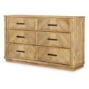 The appearance of Torrance 6 Drawer Dresser In Aged Driftwood designed by Legacy Classic in the coastal interior design. This aged driftwood piece of furniture  was selected by 1StopBedrooms from Torrance Collection to add a touch of cosiness and style into your home. Sku: 4380-1200. Material: Oak Veneer.