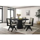The appearance of Tottenham 59 Inch Round Dining Table In Black designed by Furniture of America in the modern / contemporary interior design. This black piece of furniture was selected by 1StopBedrooms from Tottenham Collection to add a touch of cosiness and style into your home. Sku: FM3222BK-RT-59-1;FM3222BK-RT-59-2. Table Top Shape: Round. Material: Fabric. Size: 59".