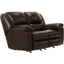 The appearance of Transformer II Chocolate Leather Rocking Reclining Loveseat designed by Catnapper in the transitional interior design. This brown piece of furniture was selected by 1StopBedrooms from Transformer Ii Collection to add a touch of cosiness and style into your home. Sku: 49122128429308429. Material: Leather.