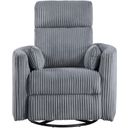 The appearance of Traverse Swivel Glider Reclining Chair In Gray designed by Homelegance in the modern / contemporary interior design. This gray piece of furniture was selected by 1StopBedrooms from Traverse Collection to add a touch of cosiness and style into your home. Sku: 8555GY-1SW. Material: Corduroy.