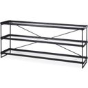 The appearance of Trey Black Metal With Glass Console Table designed by Mercana in the modern / contemporary interior design. This black piece of furniture  was selected by 1StopBedrooms from Trey Collection to add a touch of cosiness and style into your home. Sku: 69785. Material: Metal.