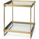 The appearance of Trey Gold Metal With Glass Accent Table designed by Mercana in the modern / contemporary interior design. This gold piece of furniture  was selected by 1StopBedrooms from Trey Collection to add a touch of cosiness and style into your home. Sku: 69784. Material: Metal.