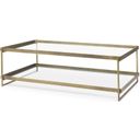 The appearance of Trey Gold Metal With Glass Coffee Table designed by Mercana in the modern / contemporary interior design. This gold piece of furniture  was selected by 1StopBedrooms from Trey Collection to add a touch of cosiness and style into your home. Sku: 69783. Material: Metal.