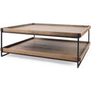 The appearance of Trey Rectangular Brown Solid Wood Top Black Metal Frame Two-Tier Coffee Table designed by Mercana in the modern / contemporary interior design. This black and brown piece of furniture  was selected by 1StopBedrooms from Trey Collection to add a touch of cosiness and style into your home. Sku: 68218. Material: Wood.