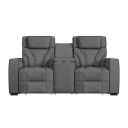 Tundra Motion Loveseat with Console and LED In Simba Slate and Black Welt