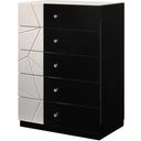 The appearance of Turin Light Grey and Black Lacquer Chest designed by J&M in the modern / contemporary interior design. This grey piece of furniture  was selected by 1StopBedrooms from Turin Collection to add a touch of cosiness and style into your home. Sku: 17854-C. Material: Wood.