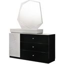 The appearance of Turin Light Grey and Black Lacquer Dresser and Mirror designed by J&M in the modern / contemporary interior design. This black piece of furniture was selected by 1StopBedrooms from Turin Collection to add a touch of cosiness and style into your home. Sku: 17854-DM. Material: Wood.