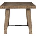 The appearance of Tuscany End Table In Distressed Brown designed by Classic Home in the transitional interior design. This distressed brown piece of furniture  was selected by 1StopBedrooms from Tuscany Collection to add a touch of cosiness and style into your home. Sku: 51030831. Material: Reclaimed Pine Wood.