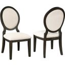 The appearance of Twyla Upholstered Oval Back Dining Side Chairs Cream and Dark Cocoa Set of 2 designed by Coaster in the transitional interior design. This dark cocoa piece of furniture  was selected by 1StopBedrooms from Twyla Collection to add a touch of cosiness and style into your home. Sku: 115102. Material: Wood.
