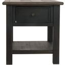 The appearance of Tyler Creek Brown and Black Rectangular End Table designed by Signature Design by Ashley in the transitional interior design. This grayish brown/black piece of furniture was selected by 1StopBedrooms from Tyler Creek Collection to add a touch of cosiness and style into your home. Sku: T736-3. Material: Wood.