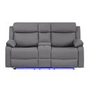 U6026 PU Console Reclining Loveseat with LED and Speaker In Grey