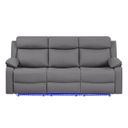 U6026 PU Reclining Sofa with LED In Grey