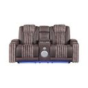 U8000 Power Console Reclining Loveseat with LED and Speaker In Brown