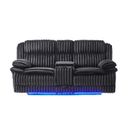 U8686 Power Console Reclining Loveseat with LED and Hidden Drawer In Black